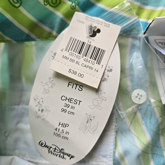 Walt‎ Disney World Capri Pants Size 14 Blue Green Disney Print Cotton New - Picture 8 of 11